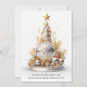 ビジネスクリスマスホワイト金ゴールドツリーqrコードロゴ シーズンカード (正面)