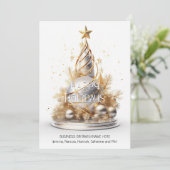 ビジネスクリスマスホワイト金ゴールドツリーqrコードロゴ シーズンカード (スタンド正面)