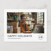 ビジネスクリスマスミニマリストの写真ロゴ シーズンポストカード (正面)