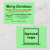 ビジネスクリスマスライトグリーン割引カード 割引カード (正面/裏面)