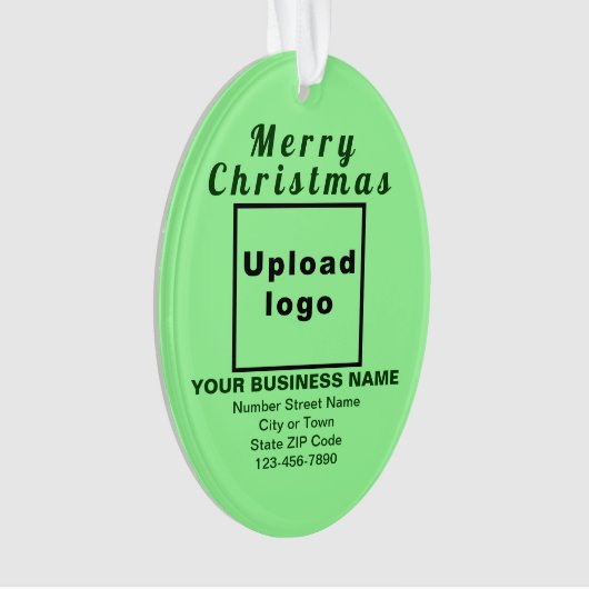 ビジネスクリスマスライトグリーン楕円アクリル オーナメント (正面)