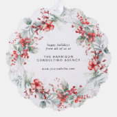 ビジネスクリスマスリースウォーターカラーホリデー オーナメントカード (裏面)