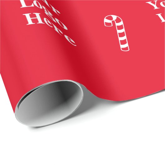 ビジネスクリスマスレッドホワイトキャンディーキャンディーズロゴ ラッピングペーパー (ロールコーナー)