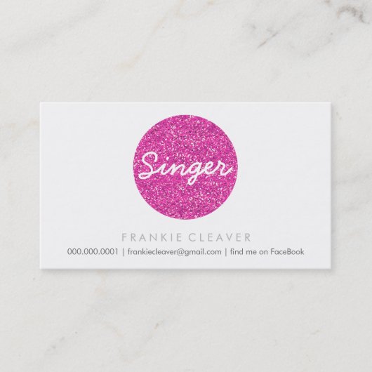 ビジネスクールカードはっきりしたスポットピンクグリッター効果 名刺 (正面)