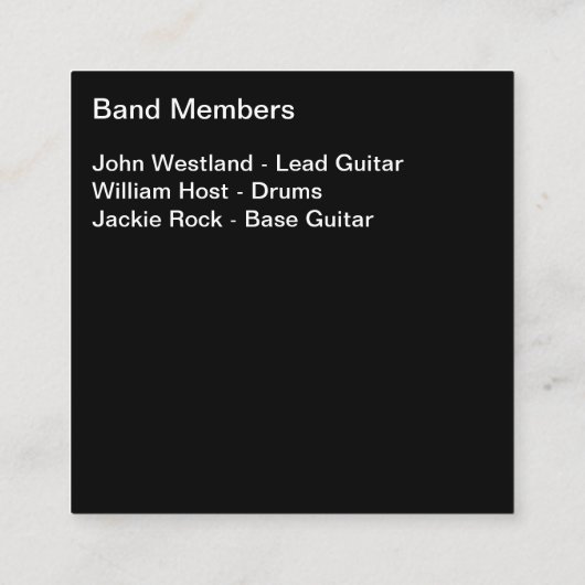 ビジネスクールカード用ロックミュージックバンド スクエア名刺 (裏面)
