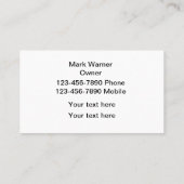 ビジネスクール車のスポーツカー 名刺 (裏面)