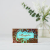 ビジネスグランジカードフラワーサロンスパブラウンブルー 名刺 (スタンド正面)