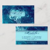 ビジネスグランジカードフラワーサロンスパブルーデニム 名刺 (正面/裏面)