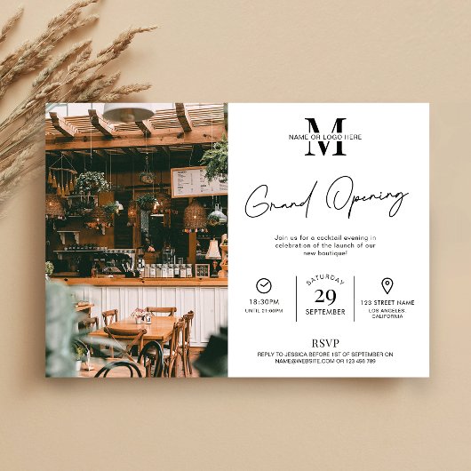 ビジネスグランドオープニングミニマリストモダン写真 招待状