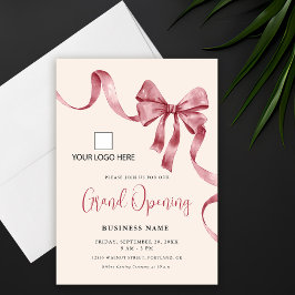 ビジネスグランドオープニングモダンリボンロゴ 招待状