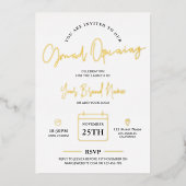 ビジネスグランドオープニングラグジュアリーミニマル金ゴールド 箔招待状 (正面)