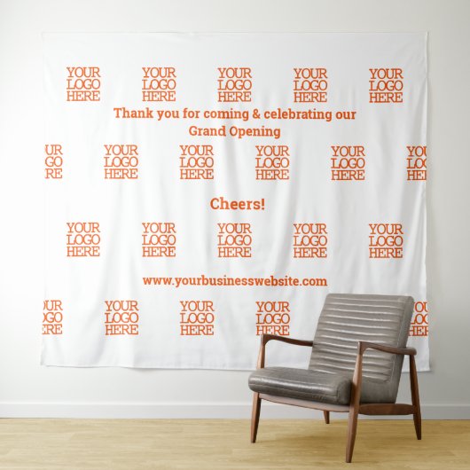 ビジネスグランドオープンのロゴ写真壁を追加 タペストリー (インサイチュ(横))