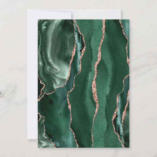 ビジネスグランドオープングリーンローズゴールドアゲートダーク 招待状 (裏面)