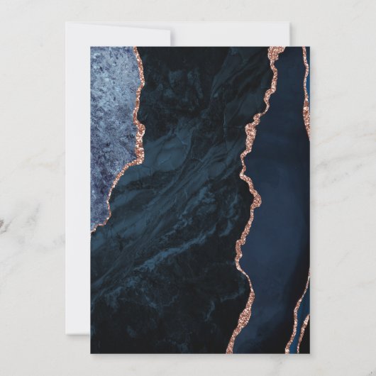 ビジネスグランドオープンネイビーローズゴールドアゲート 招待状 (裏面)