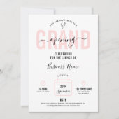 ビジネスグランドオープンピンクモダンエレガント 招待状 (正面)