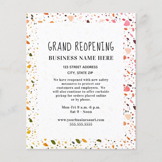 ビジネスグランドリオープニングCovid Safety Terrazzo チラシ (正面)