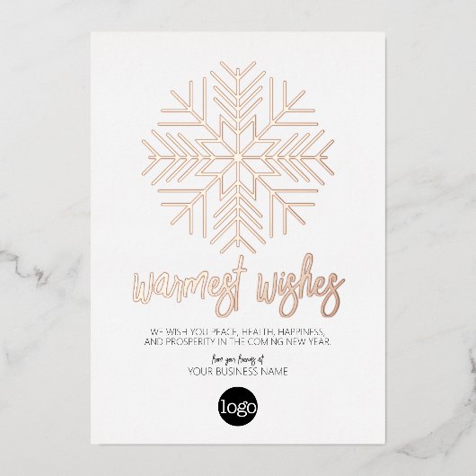ビジネスグリーティングホワイトプレイドウォームウィッシュバラ 箔シーズンカード (正面)