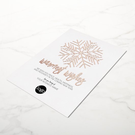 ビジネスグリーティングホワイトプレイドウォームウィッシュバラ 箔シーズンカード (回転した状態)