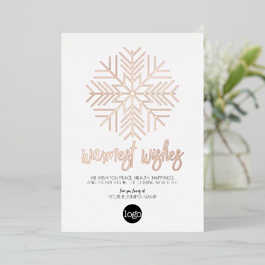 ビジネスグリーティングホワイトプレイドウォームウィッシュバラ 箔シーズンカード (立ち正面)