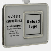 ビジネスグレー枠付き長方形クリスマスオーナメント シルバープレートフレームオーナメント (右)