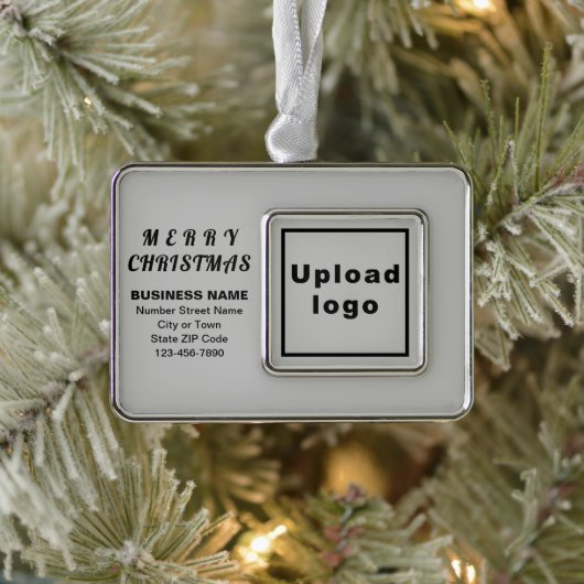 ビジネスグレー枠付き長方形クリスマスオーナメント シルバープレートフレームオーナメント (ツリー)