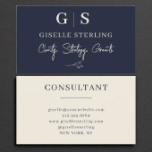 ビジネスコンサルタエレガントントネイビーブルークリーム 名刺