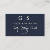 ビジネスコンサルタエレガントントネイビーブルークリーム 名刺 (正面)