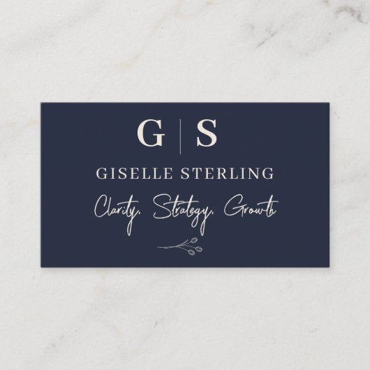 ビジネスコンサルタエレガントントネイビーブルークリーム 名刺 (正面)