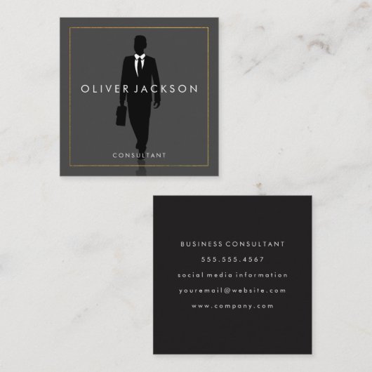 ビジネスコンサルタントのアイコン スクエア名刺 (正面/裏面)