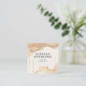 ビジネスコンサルタントBeige Water Colorゴールドフォイル スクエア名刺 (スタンド正面)