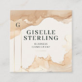 ビジネスコンサルタントBeige Water Colorゴールドフォイル スクエア名刺 (正面)