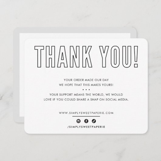 ビジネスサンキューアーバン男らし白黒 サンキューカード (正面/裏面)
