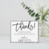 ビジネスサンキューシモダンック銀グリッター サンキューカード (スタンド正面)