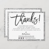ビジネスサンキューシモダンック銀グリッター サンキューカード (正面/裏面)