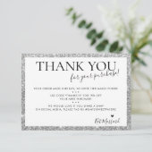 ビジネスサンキューシモダンック銀フェイクグリッター サンキューカード (スタンド正面)