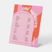 ビジネスサービス価格表Groovyレトロピンク赤 台座サイン (正面)