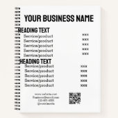 ビジネスサービス製品の価格表メニューカード ノートブック (正面)