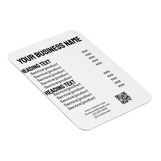 ビジネスサービス製品の価格表メニューカード マグネット (右側)