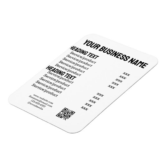 ビジネスサービス製品の価格表メニューカード マグネット (左側)