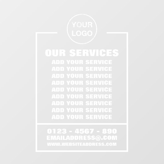 ビジネスサービス、情報とロゴ ウィンドウサイン (シート)