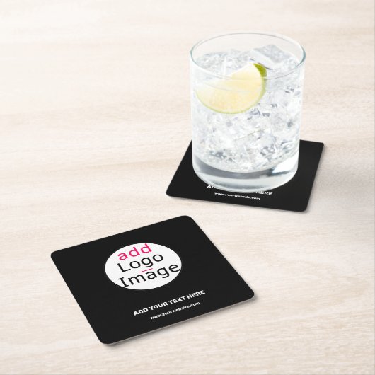 ビジネスシックなカスタマイズ可能な白黒 ミニマル スクエアペーパーコースター (インサイチュ)