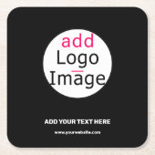 ビジネスシックなカスタマイズ可能な白黒 ミニマル スクエアペーパーコースター (正面)