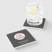 ビジネスシックなカスタマイズ可能な白黒 ミニマル ストーンコースター (横)