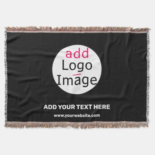 ビジネスシックなカスタマイズ可能な白黒 ミニマル スローブランケット (正面)