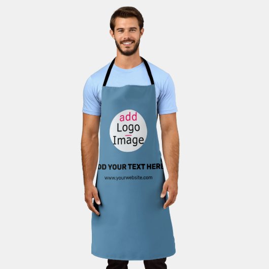 ビジネスシックなプロモーションカスタマイズ可能なダスティブルー エプロン (着用した状態)