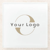 ビジネスシンプルロゴのクリーンミニマル会社 ガラスコースター (正面)