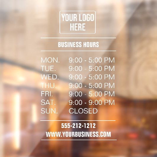 ビジネスシンプルロゴの営業時間ウィンドウの固定 ウィンドウサイン (シート2)