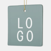 ビジネスシンプルロゴグリーンクリスマスホリデーディスプレイ セラミックオーナメント (左)