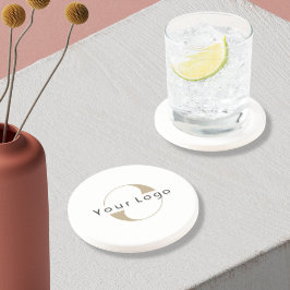 ビジネスシンプルロゴミニマルClean Round Sandstone コースター