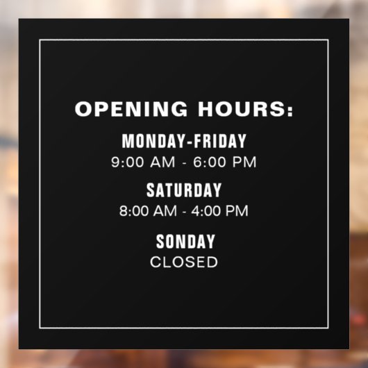 ビジネスシンプルロゴ開封時間テンプレートブラック ウィンドウサイン (シート2)